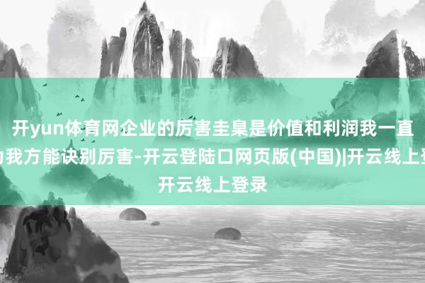 开yun体育网企业的厉害圭臬是价值和利润我一直认为我方能诀别厉害-开云登陆口网页版(中国)|开云线上登录